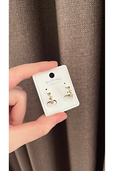 ATELİER GİZEM Xuping kararmaz 14 k gold çelik kalp yetişkin/çocuk küpesi