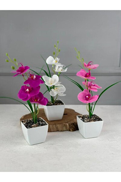 PEKİBU 3'LÜ YAPAY MİNİ ISLAK ORKİDE SETİ 30 CM