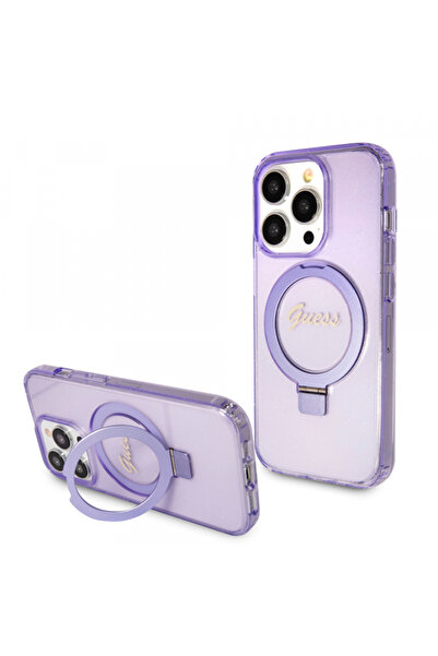 Guess Husa MagSafe pentru Apple iPhone 15 Pro, Guess, IML Ring Stand Glitter,...