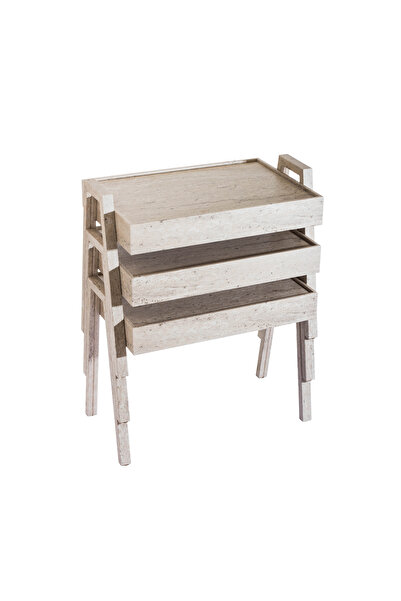 EVISTAR 3-piece table set made of high-quality Turkish wood with a modern design