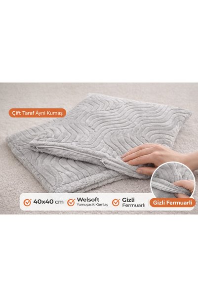 maison linden 2-Piece Welsoft Throw Pillow Cover 40X40 Gray with Hidden Zipper Soft Textured