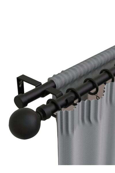 micasa Mi Casa High Quality Double Ball Curtain Rod Black 120-210 cm