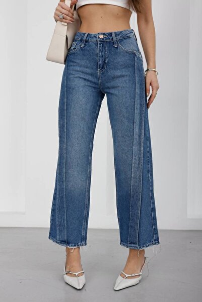 DENİKK Trendy High Waist Crop Wide Leg Denim Jeans - High Rise Cropped Wide L...