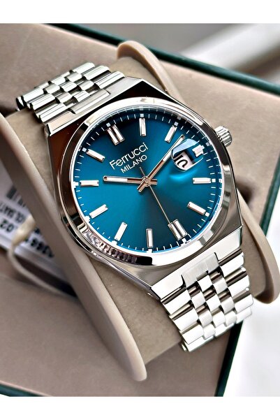 Ferrucci Jubilee Strap Calendar Men's Wristwatch Steel Band 3 Atm Water Resis...