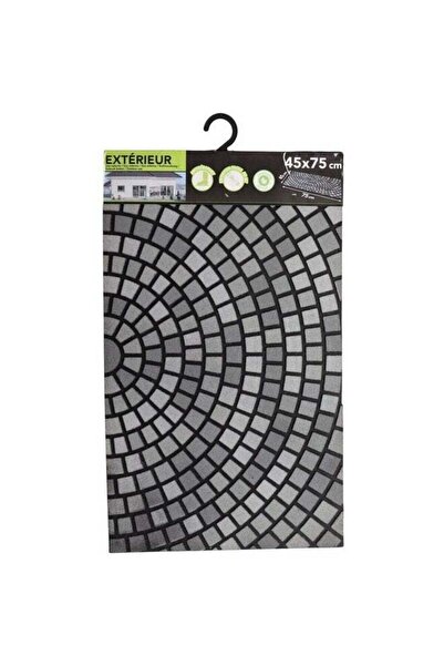 Luance Mosaique Pattern Rectangular Anti-Slip Door Mat Grey and Black 45 x 75 cm