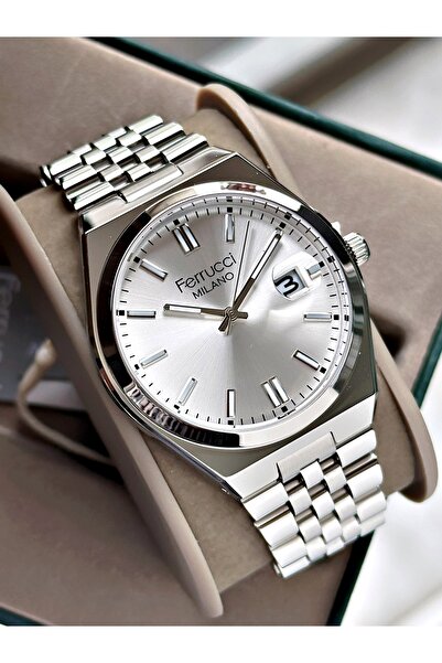 Ferrucci Jubilee Strap Calendar Men's Wristwatch Steel Band 3 Atm Water Resis...