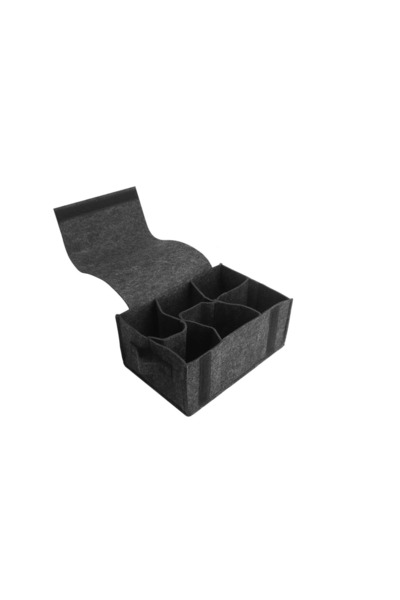OEM 6-cup camping cup holder, total dimensions 27.5 x 20 cm, felt, dark gray