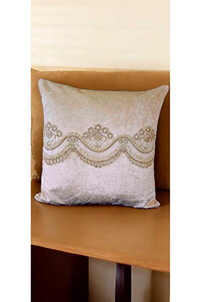 DAHABELLA LUXE HOME Velvet Lace Embroidered Decorative Throw Pillow Cover 43X...