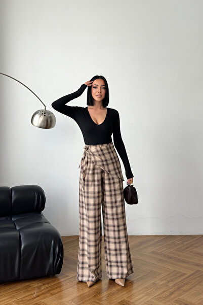 Sorridi Plaid Premium Trousers with Scarf Detail