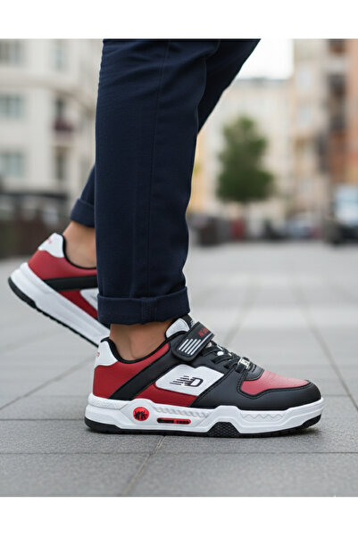 N Drops 012 siyah beyaz cırtlı lastikli unisex erkek cocuk spor ayakkabı