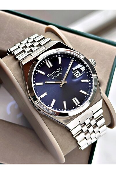 Ferrucci Jubilee Strap Calendar Men's Wristwatch Steel Band 3 Atm Water Resis...