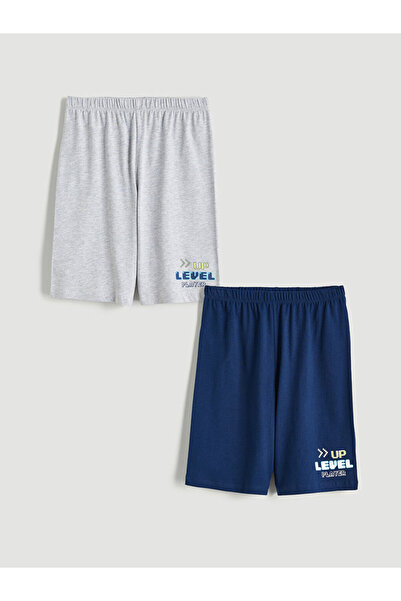 LC Waikiki Rmz Gi̇yi̇m Farkiyla Ba Printed Boys' Pajama Shorts 2-Pack