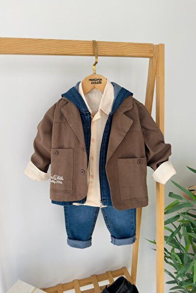 Minigimin Cicileri Set de 4 piese pentru băieți cu vestă și jachetă din denim...