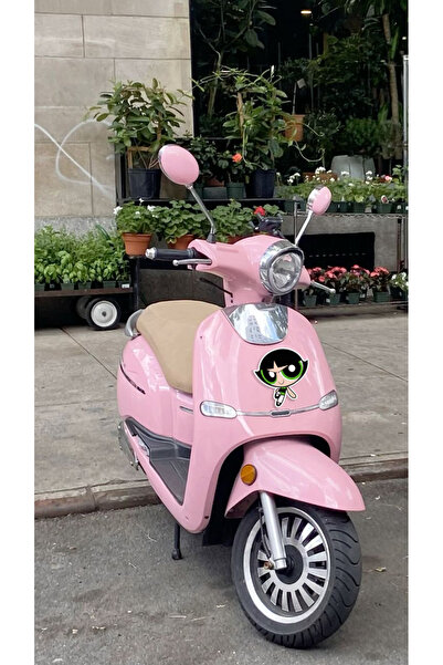DRN DİZAYN Sevimli Süper Kız Figürlü Scooter Sticker – Çizgi Karakter Motor Ö...