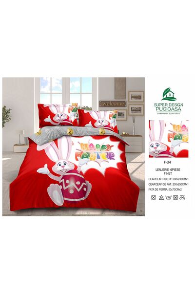 ANATOLIATEKSTILE Premium Duvet Cover Set , Easter Bunny – Soft Fine Cotton Ea...