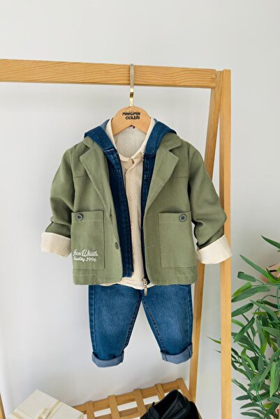 Minigimin Cicileri Set 4 piese pentru băieți cu vestă și jachetă din denim - ...