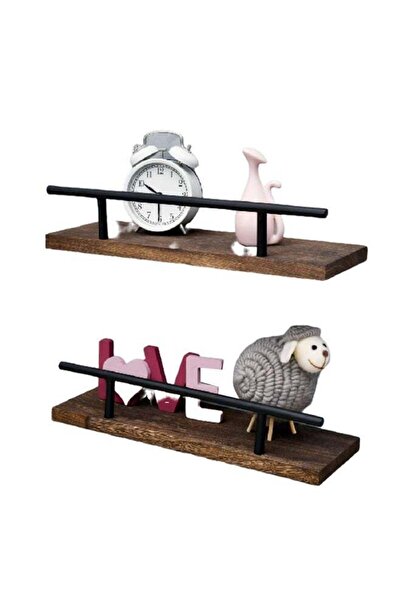 HONEYBEE 2-Piece Rustic Wood Wall Mount Floating Shelves Set