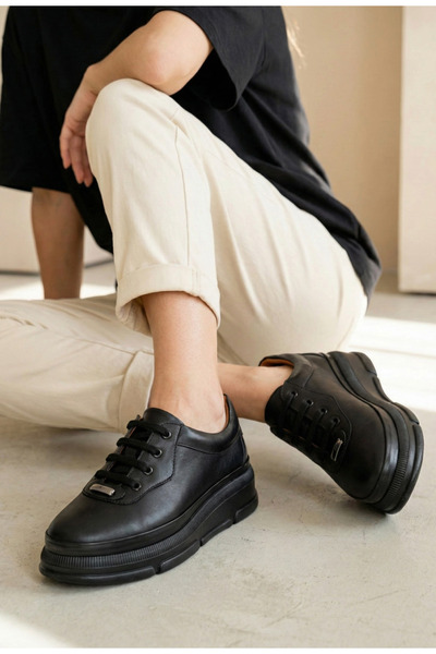 Dasha Pantofi dama negri din piele naturala cu siret 41