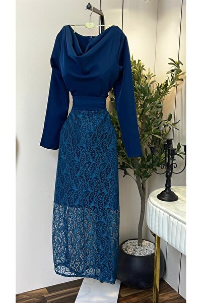 FUFOLUS Barbie evening dress with navy blue Lace