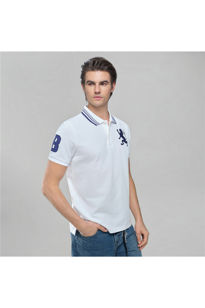 Giordano Men’s Cotton Slim Polo with 3D Lion Embroidery