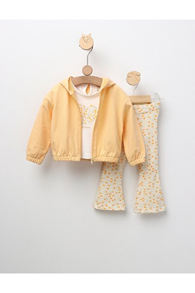 MiniKids Άνοιξη κοριτσίστικη στολή 3 τεμαχίων, κίτρινο 104 (3-4 ετών)