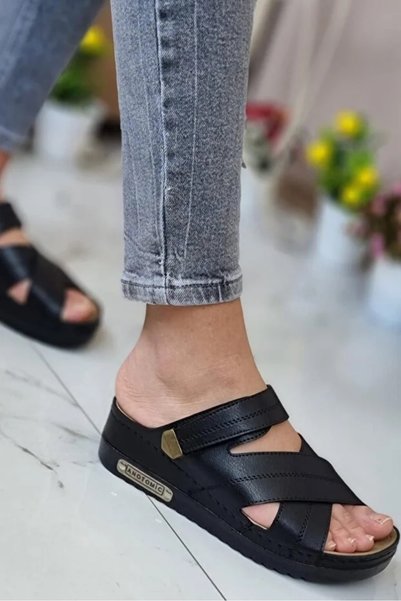 Wedell Palermo Women's Stylish Comfortable Daily Slippers Anatomical Orthopedic Sole Artificial Leather Mother's Outdoor Home Slippers