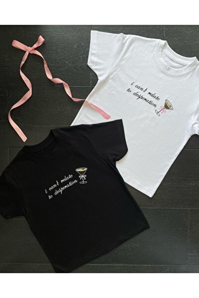 Vordevia Pachet de 2 tricouri oversize din bumbac cu imprimeu text alb-negru