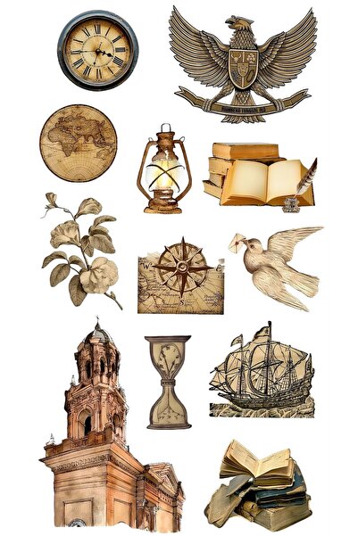 LIMITED ملصق كولاج للتنزه والسفر بتصميم عتيق - ذو طابع البوصلة والسفينة والسا...