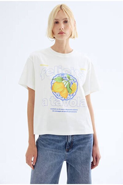 EAS GİYİM Printed Oversize Basic T-Shirt