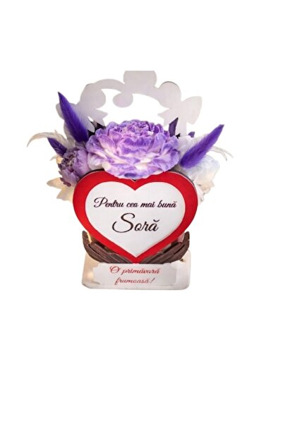 victiny Mărțișor floral, VICTINY, Coș decorativ din ceară de soia cu flori us...