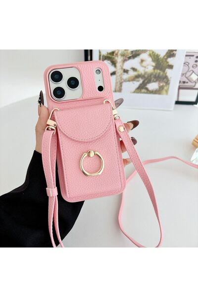 HYPERSOFT iPhone 17 (6.3 Inch) Compatible Wallet Case with Ring Stand and Nec...