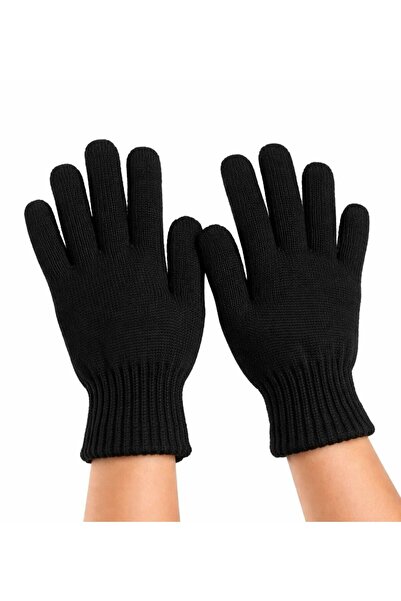 HAKİ Unisex Kışlık Triko Eldiven Esnek Yapı Siyah Renk