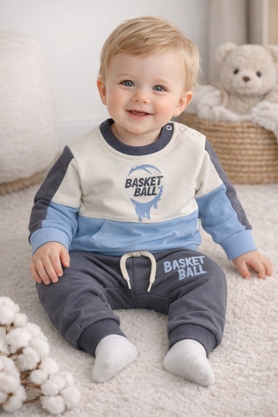 Pure Boutique Set trening bebe baieti 2 piese bumbac compleu sport basket bal...