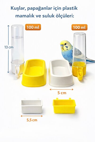 Papağanhane Kuş Mamalık & Suluk Seti 6 Parça – Devrilmez Yer Mamalık + 100 ML...