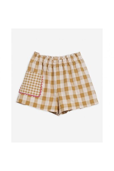 PETIT-ATELlER PETIT ATELIER Gingham Check Shorts Kids Elastic Waist Pink Pock...