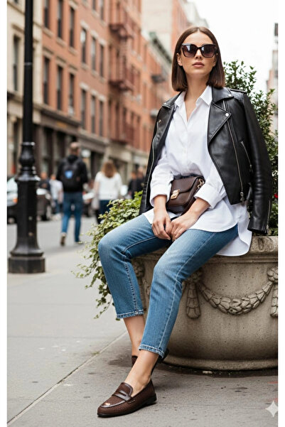 Miss Mitto Women's Brown Mesh Flat Heeled Stylish Buckle Detailed Comfortable...