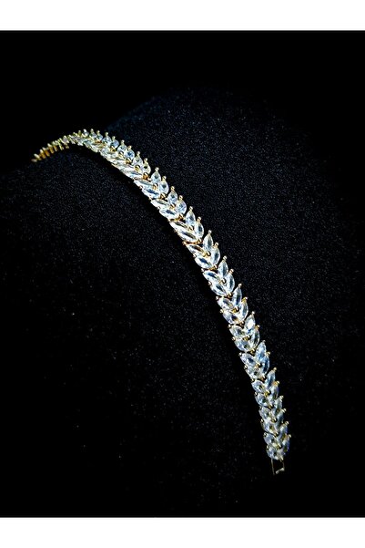 RoseVely Leafline Beyaz Yaprak Taşlı Kadın Zirkon Bileklik