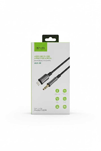 Bavin كابل صوت AUDIO ONE -TWO 3.5 إلى IOS وكابل AUX معدني