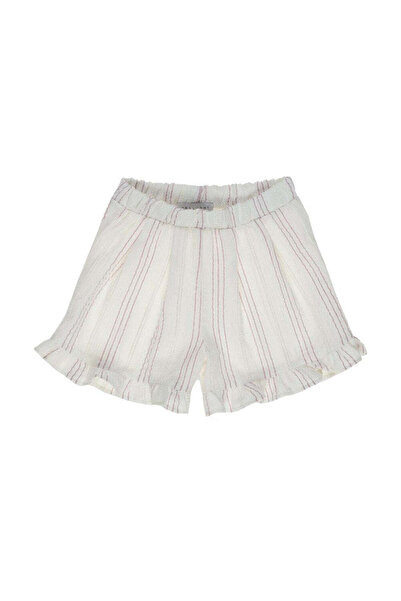 PETIT-ATELlER PETIT ATELIER Striped Ruffle Shorts Kids Elastic Waist Red Line...