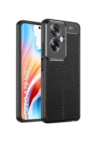 corcishop Oppo A79 5g Camera Protected Leather Look Stitched Pattern Protecti...