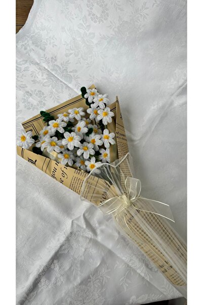 Çiçek Atölyesi El Yapımı Şönil Papatya Buketi – Solmayan Dekoratif Gelin Çiçe...