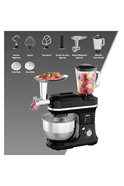 AyrStore sinbo SMX-2772 – 1200W, 5L Çelik Hazneli, Hamur Yoğurma, Kıyma Makin...