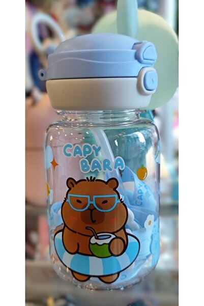 ada çanta kırtasiye Capybara Figure Plastic Flask with Both Straw and Mouthpi...