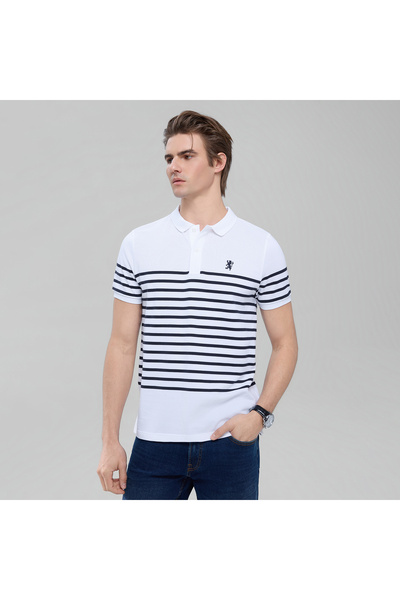 Giordano Men’s Cotton Slim Fit Stripe Polo