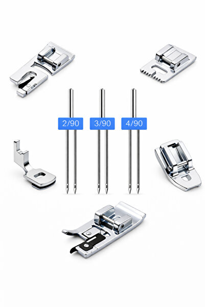 ALBERTOS Dikiş Makinesi 5’li Ayak Seti Nervür, Kıvırma, Sürfile, Büzgü, Gizli...