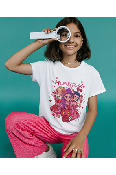 ALPŞAN TİCARET Μπλουζάκι για κορίτσια Huntrix - Λευκό μπλουζάκι σε στυλ Anime...