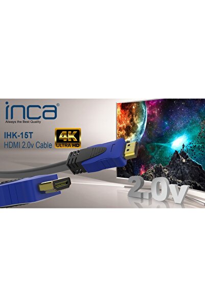 Inca كابل HDMI طراز IHK-15T بطول 15 متر، 2.0 فولت، يدعم 4K و2K وFULL HD