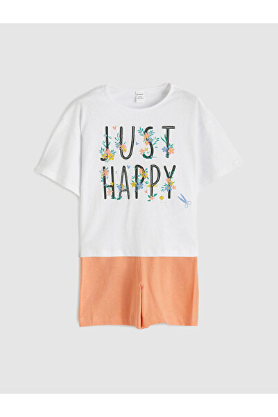 LC Waikiki Printed Girls' T-Shirt and Shorts 2-Piece Set for Style Seekers fr...