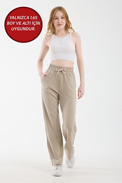 Warasiva Women's Stone-Colored Straight-Leg Modal Fabric Sweatpants with Wais...