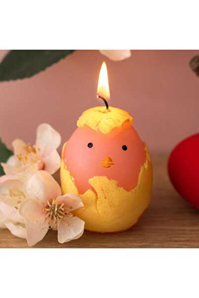 OEM Decorative Easter Candle Egg with Chicken of Different Colors Ø4.5x6cm